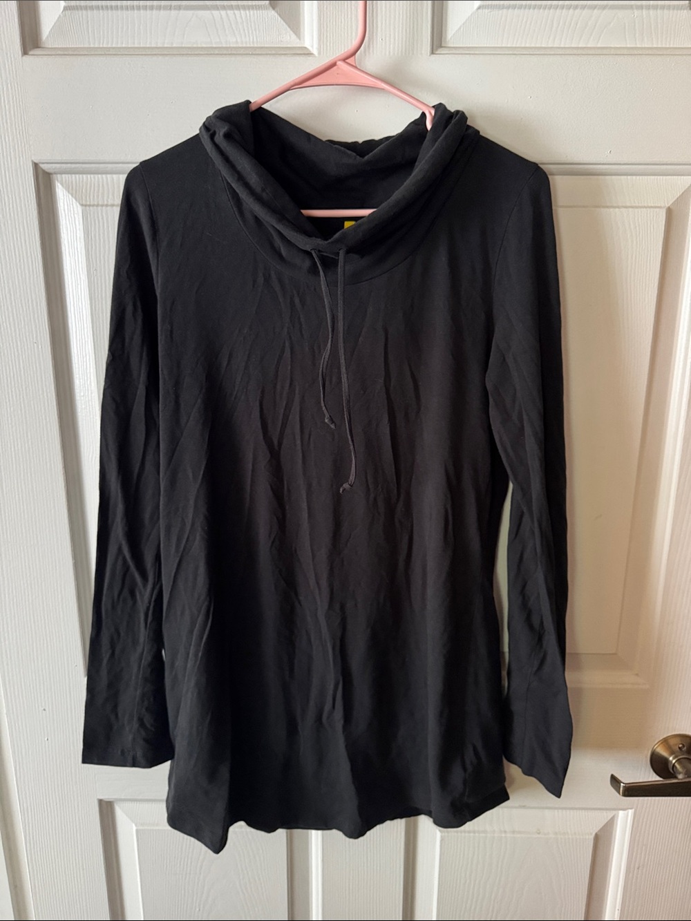 LOLE Black Slouch Neck Long Hoodie Large